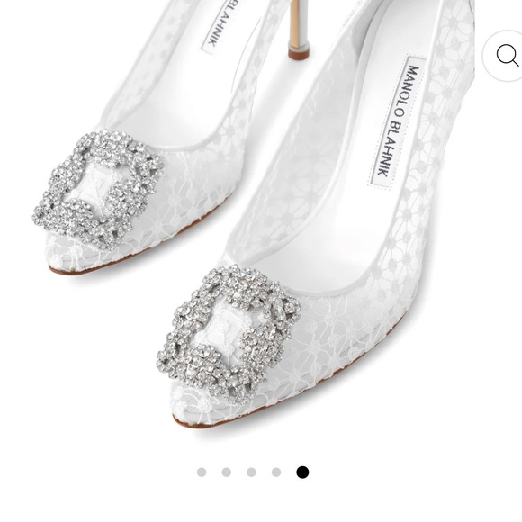 Manolo Blahnik Hangisi 90 Crystal Lace Bridal Wedding Pump Heels - Picture 9 of 15